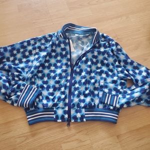 Free People Blue Floral Bomber Jacket